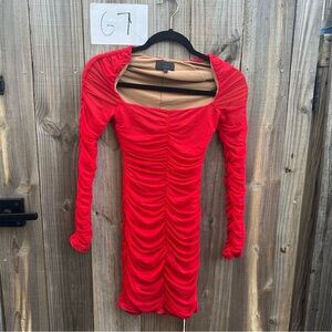 REVOLVE Vibrant Red Long Sleeve Dress Size Small